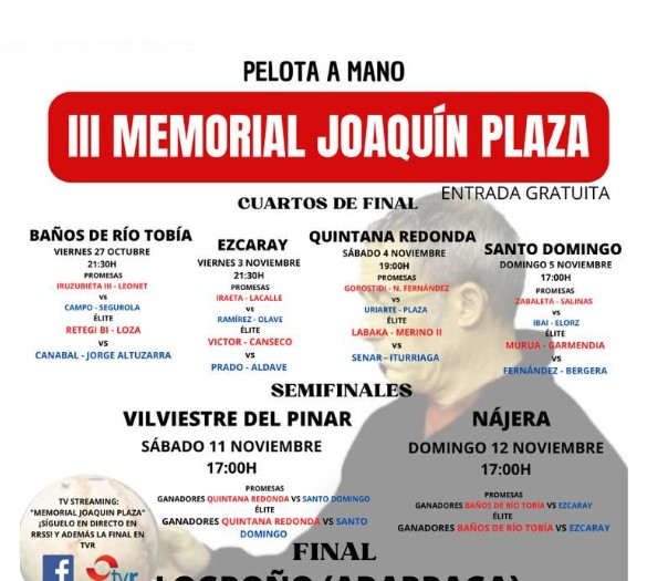 calendario memorial Joaquín Plaza 2023